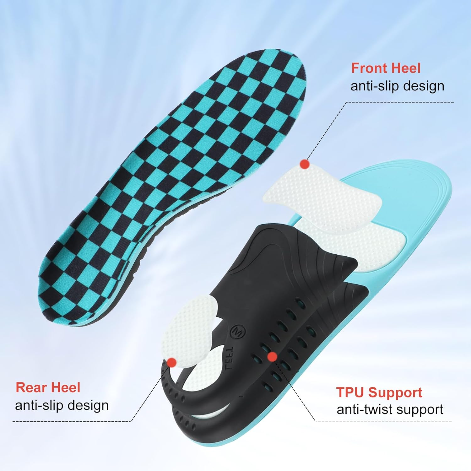 Arch Support Insoles for Men and Women, Insoles for Flat Feet, Orthotic Insole for Flat Feet and Arch Pain(Xs(Eu 37-39),Blue) image number 6