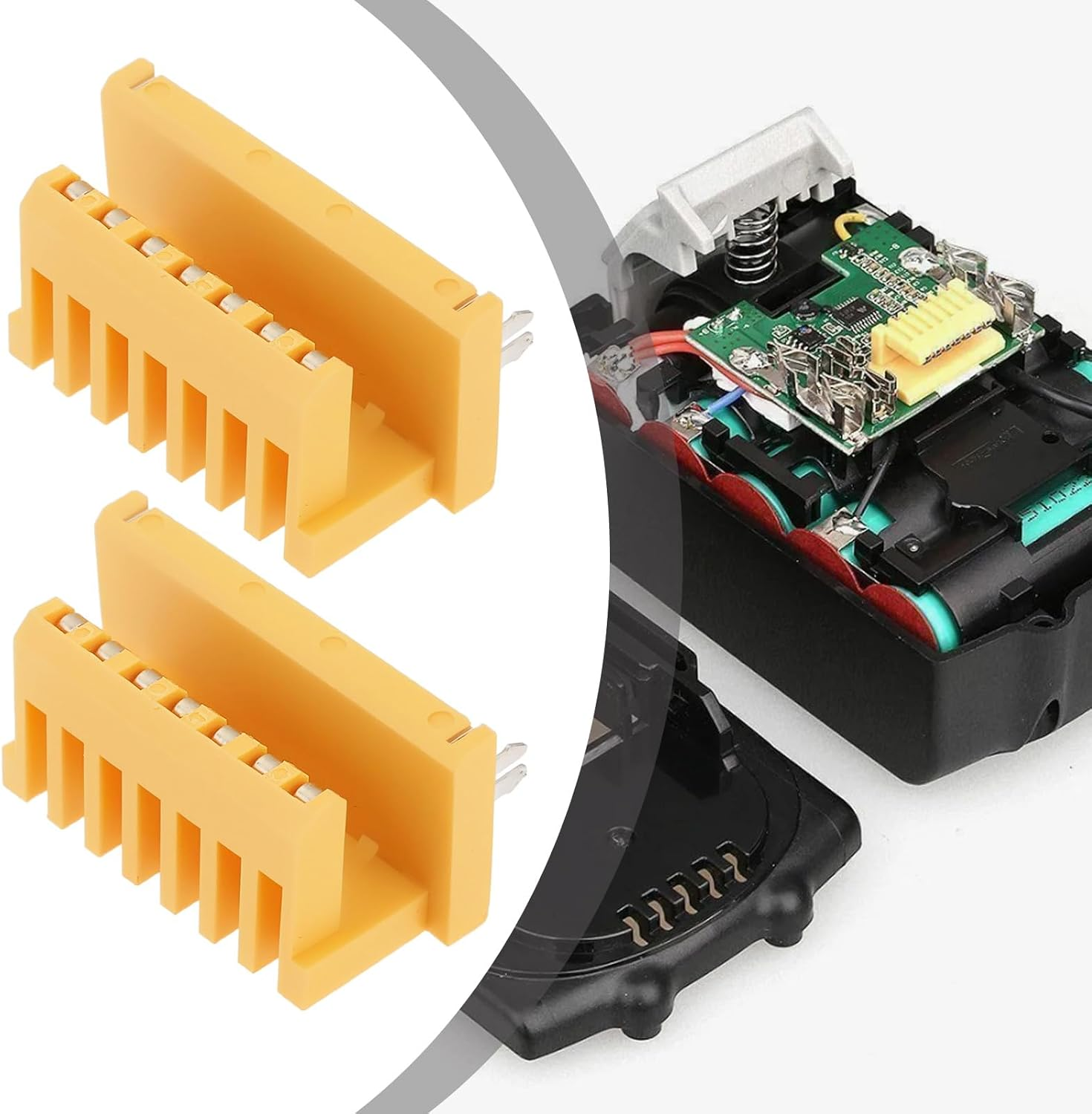 VGOL 4PCS 7Pin 90-Degree Lithium Ion Battery PCB Board Terminal Compatible with Makita BL1830/BL1850/BL1840/LXT400 18V Li-Ion Battery PCB Board Yellow image number 2