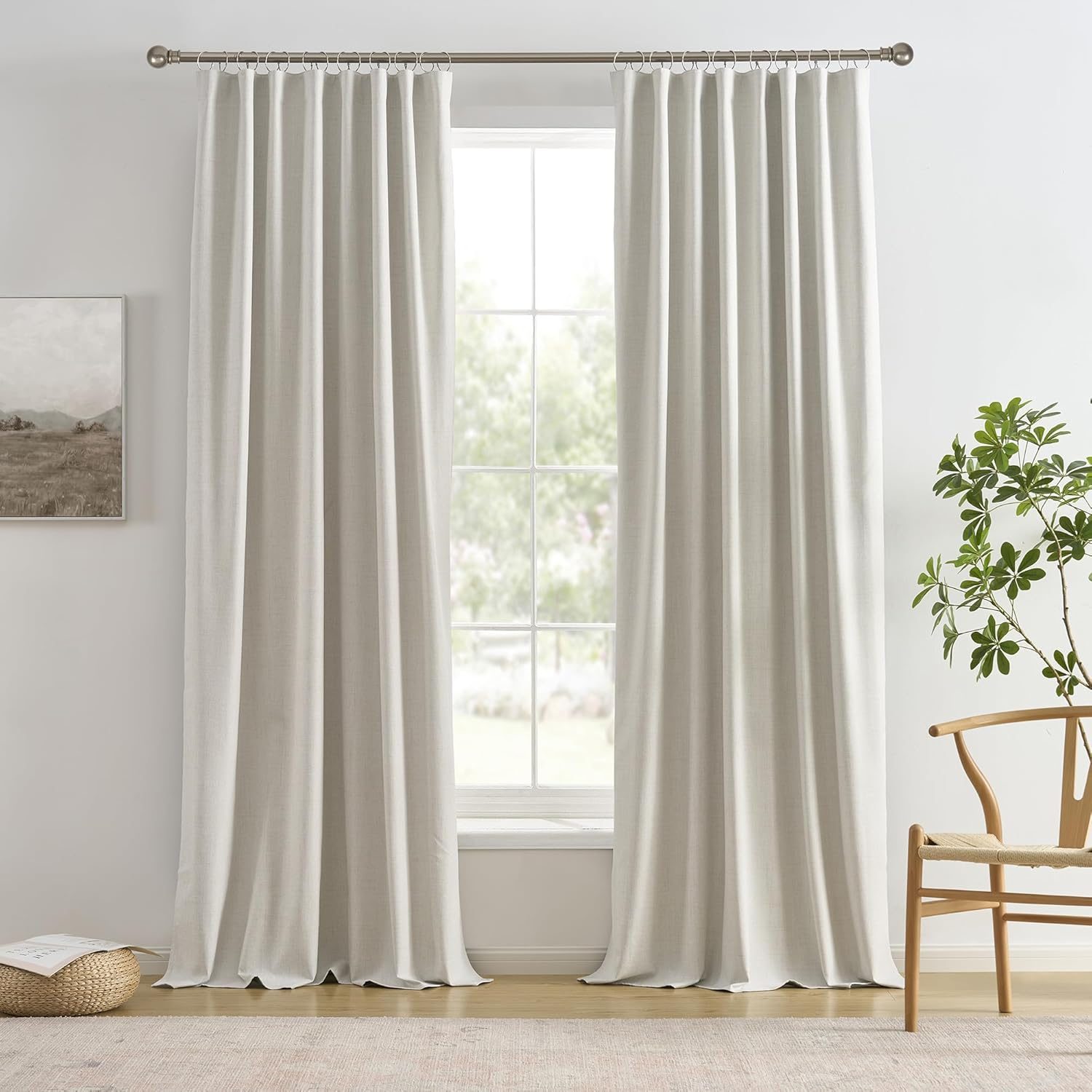 RAIN CITY 94 Inch Long Sun Blocking Curtains with Hooks Linen Blend,Custom Made Blackout Drapes for 90-96 Inch Tall Window,Pinch Pleat for Traverse Rods Floor to Ceiling Track 50 Wide 2 Pack