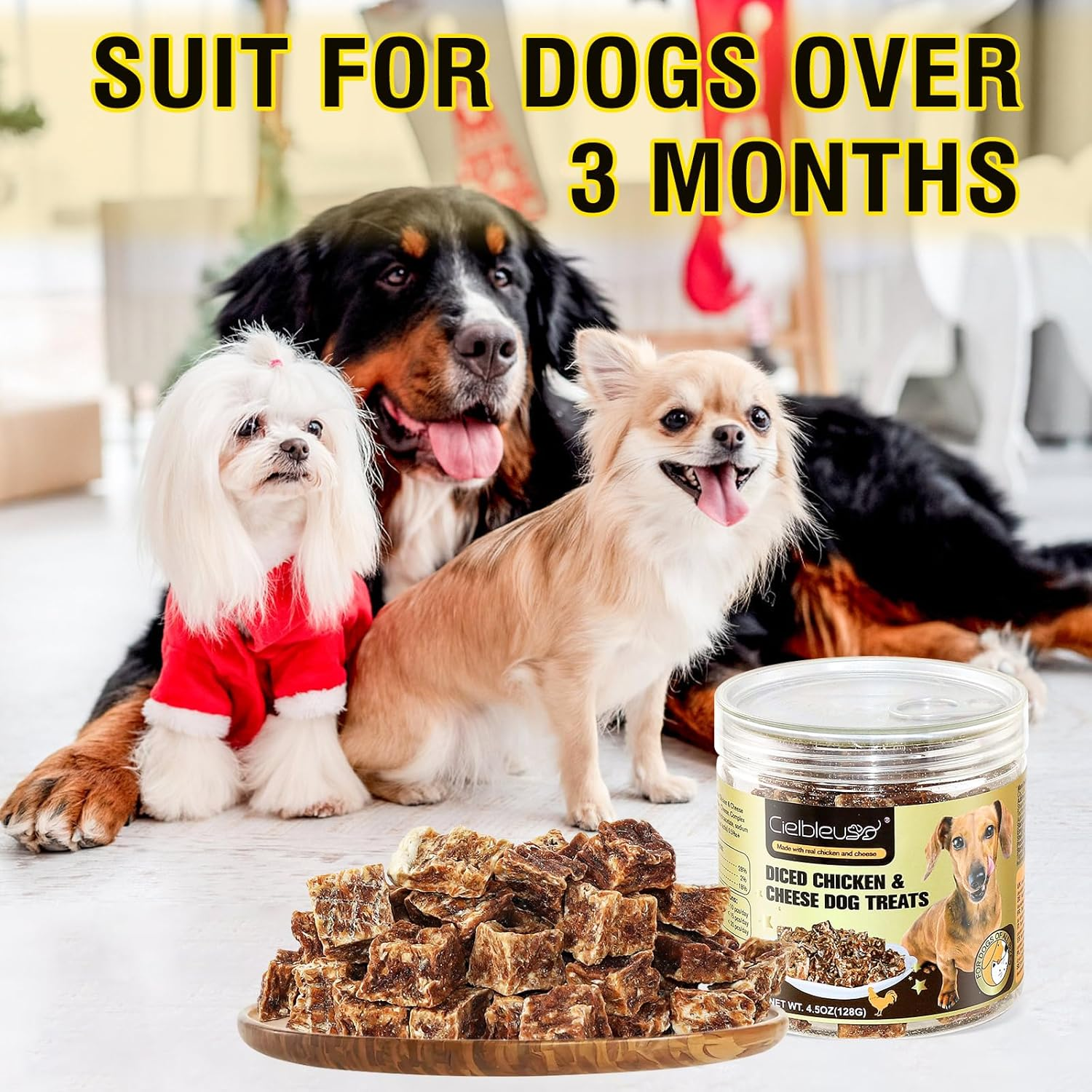 Chicken and Cheese Backed Dog Treats, 100% Real Meat,Natural, Grain-Free,Training or Rewards for Dogs,128G image number 3