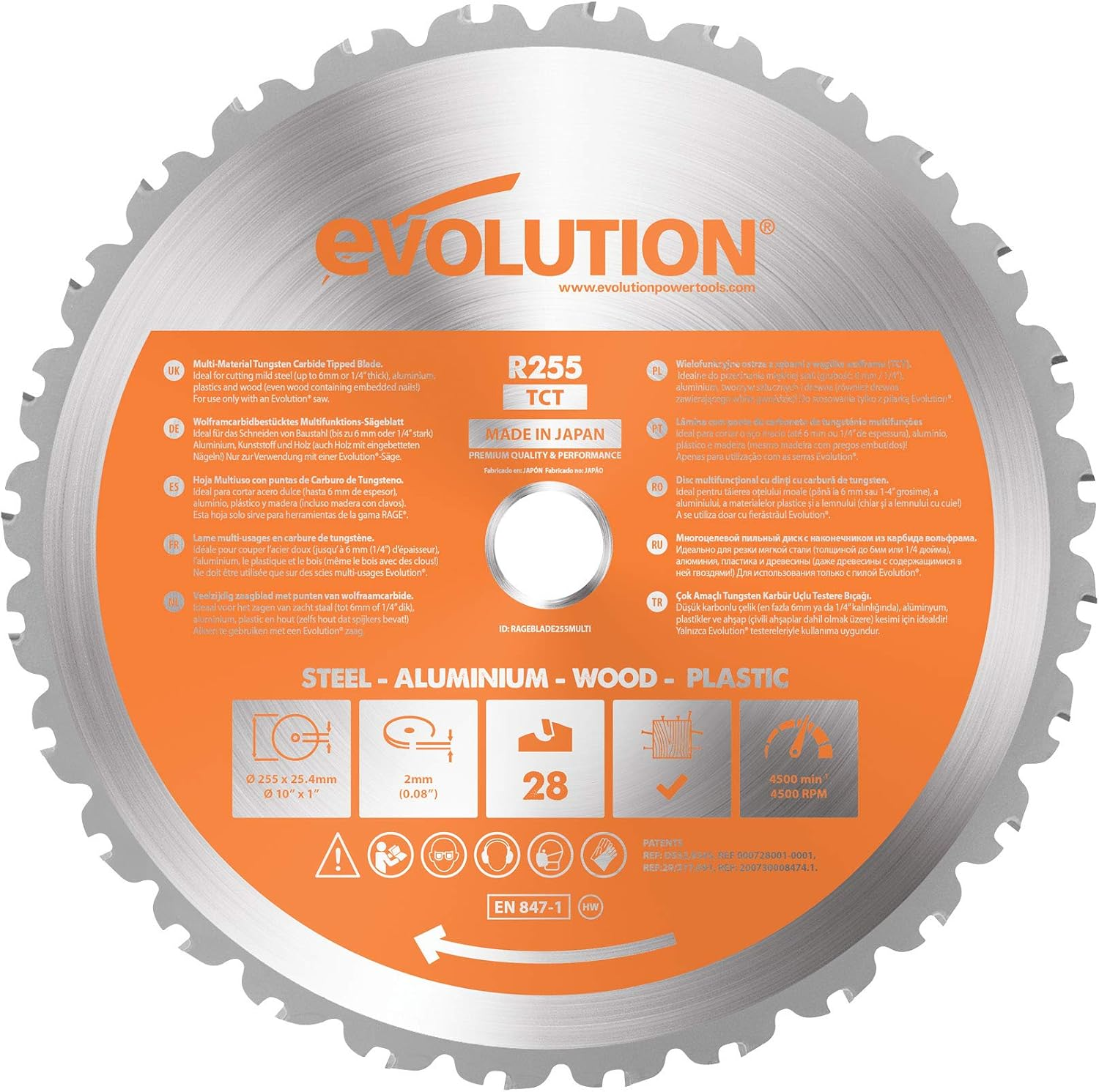 Evolution Power Tools RAGEBLADE 7-1/4-Inch Multipurpose Cutting Blade for Steel, Aluminum, Wood and Plastics image number 2