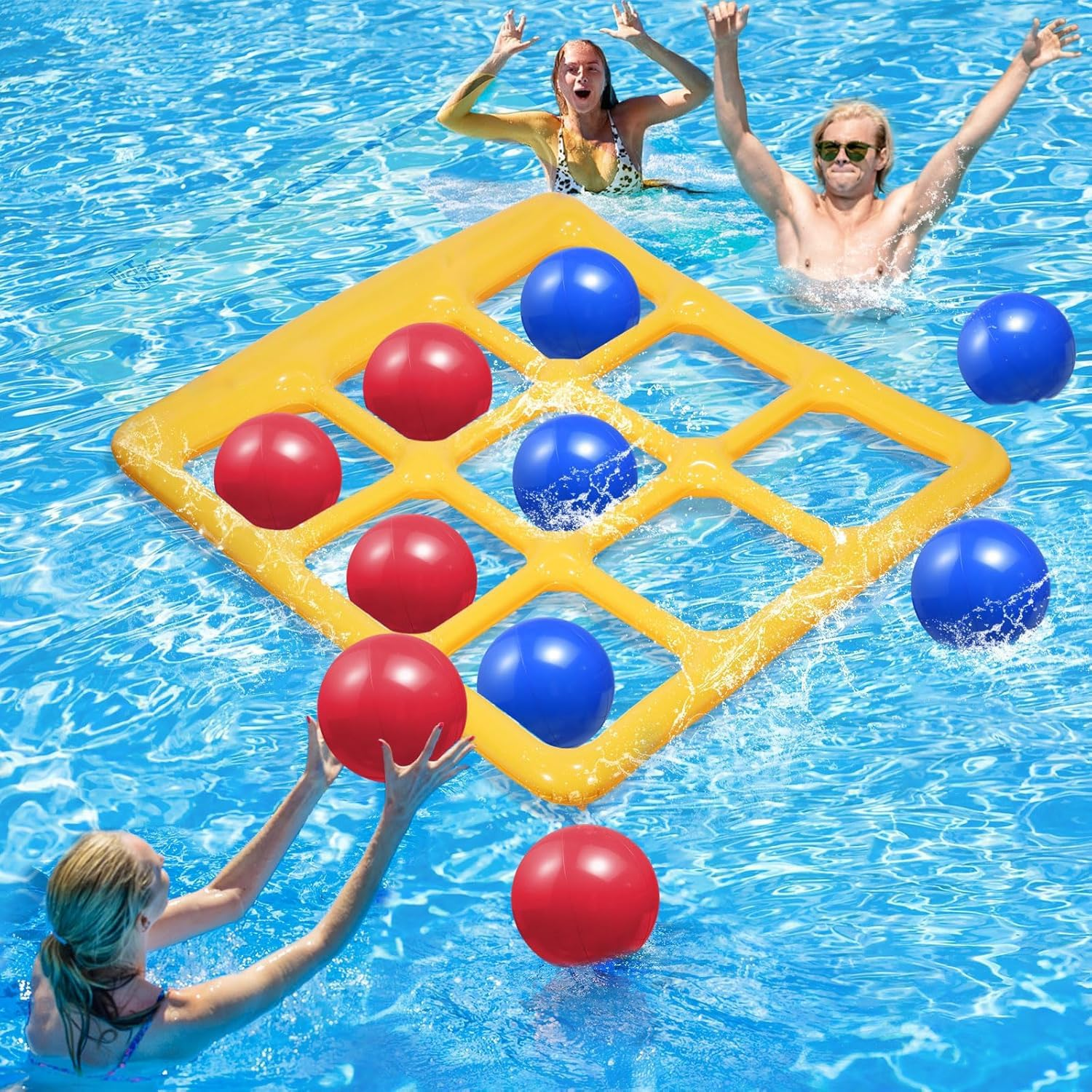 Inflatable Pool Tic Tac Toe Game Set with 10 Balls - Fun Water Party Game for Groups (2-10 Players) image number 3