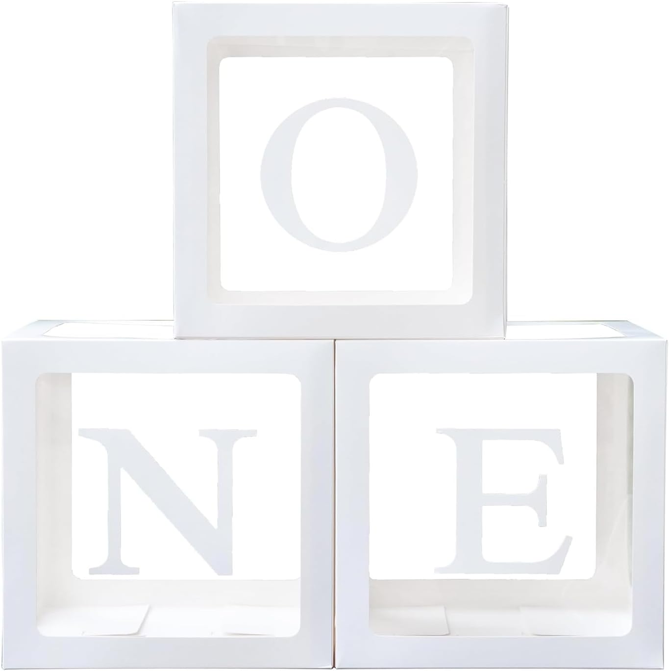 One Boxes for 1St Birthday 3PCS Balloon Boxes Decorations for Baby Shower Clear Blocks with ONE Letters for First Birthday Party Backdrop Photoshoot Props image number 4