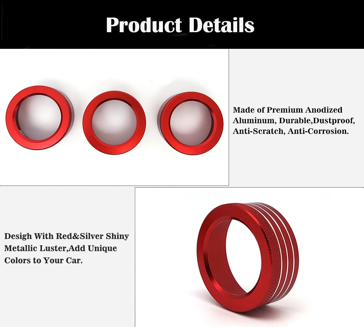 3PCS Air Conditioning Button Cover Decoration Twist Switch Ring Trim Fit for Subaru BRZ Toyota 86 FR-S GT86 FT86 2013-2022 Interior Accessories image number 1