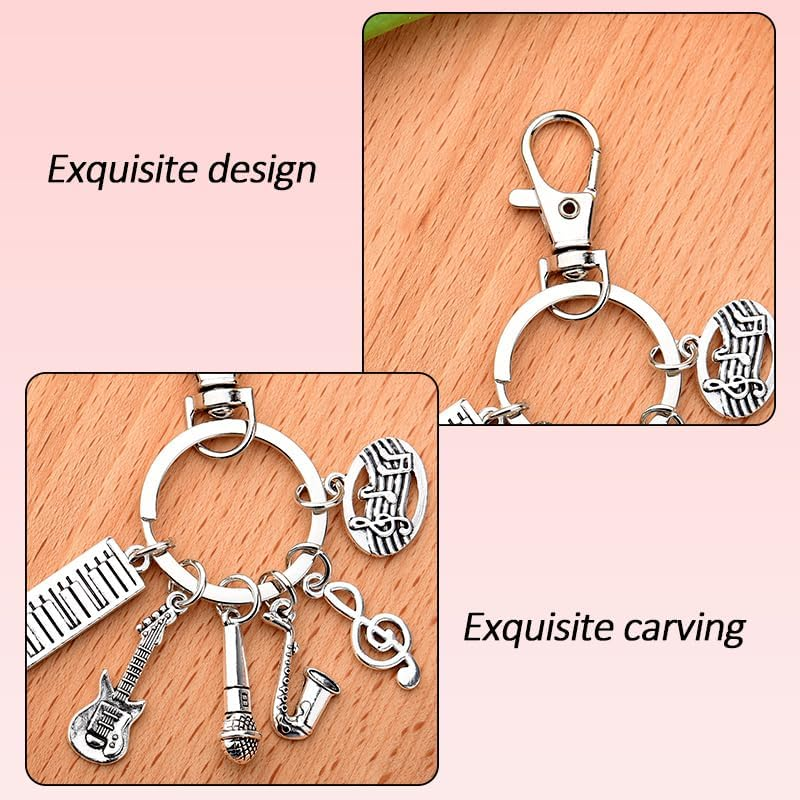Music Keychain Accessories Musical Gifts for Men Women Daughter Son Birthday Gifts for Music Lovers Musical Instrument Party Favors for Adults Music Lover Gift Keychain for Car Key Chain Music Charms image number 3