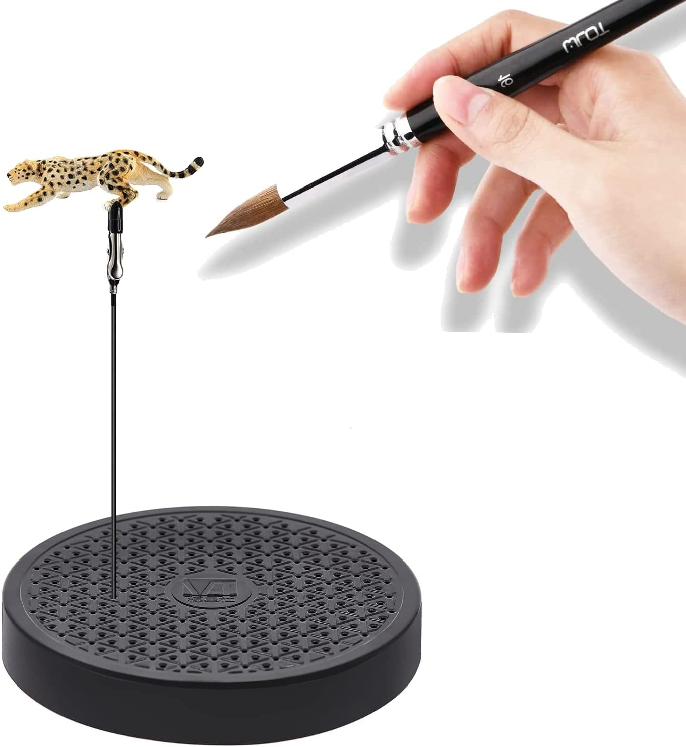 360 Degree Rotation Painting Stand Base Holder and 20 Pack Model Painting Alligator Clip Stick with Rubber Tips for Airbrush Hobby image number 2