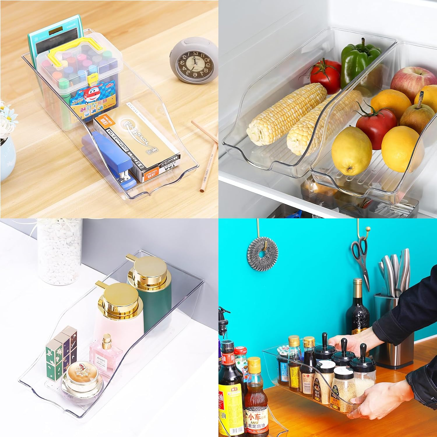 2 Pack Clear Soda Can Organizer for Refrigerator, Fridge Bins & Beverage Holders &ndash; Stackable Storage Containers for Cans, Bottles, and Pantry Organisation/Organizer image number 2