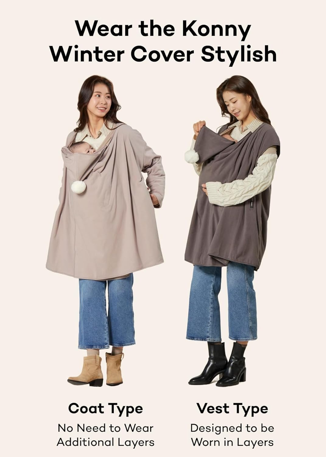 Konny Baby Carrier Winter Cover, Women'S Fleece Jacket, Maternity Coat, Nursing Hoodie(Black, Free Size) image number 1