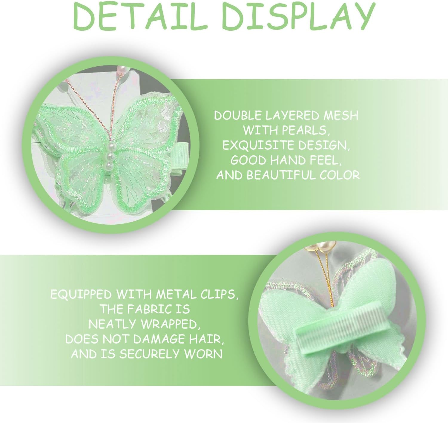 Set of 4 Mesh Butterfly, Hairpin, Cute Hair Accessories, Hairstyle Decorations and Hair Accessories for Girls. image number 3