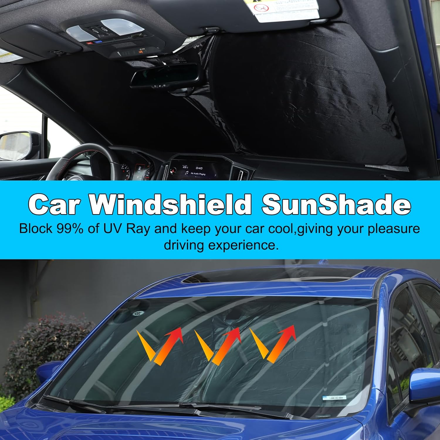 Yinaniutos Windscreen Sun Shade Compatible with Subaru WRX 2022-2025 Accessories | Reflective Windshield Cover Window Shade | UV & Heat Blocking Cover (Polyester (Style B)) image number 2