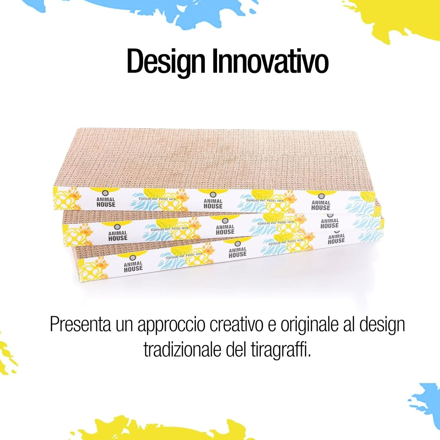 Animal House Cat Scratching Post Set Made of Cardboard 3 Pieces for the Fun of Your Cat Friends, 2 Layers Reversible (Flat, 3) image number 5