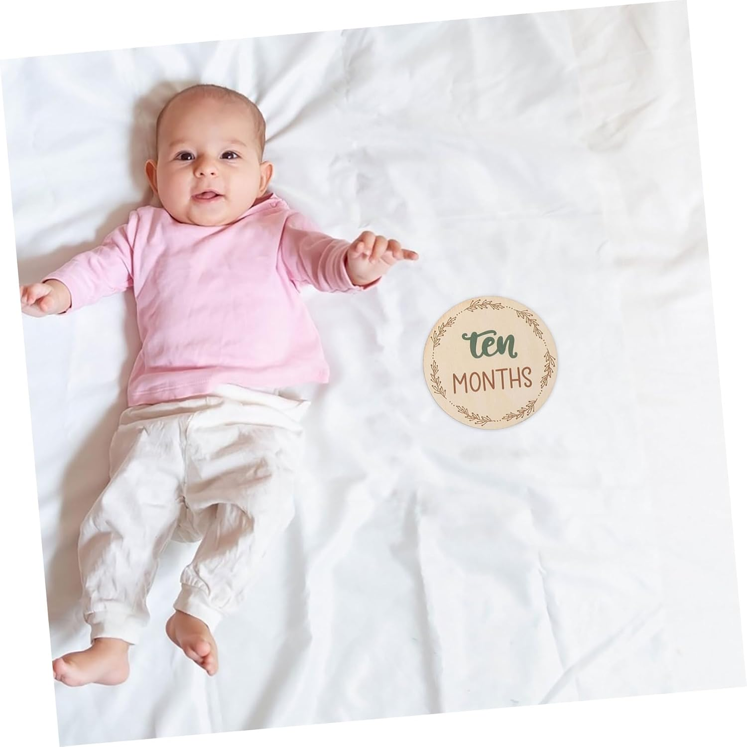 HOMSFOU Wooden Milestone Discs Monthly Milestone Cards Newborn Photo Prop Fine Craftsmanship Lightweight Portable Versatile Design