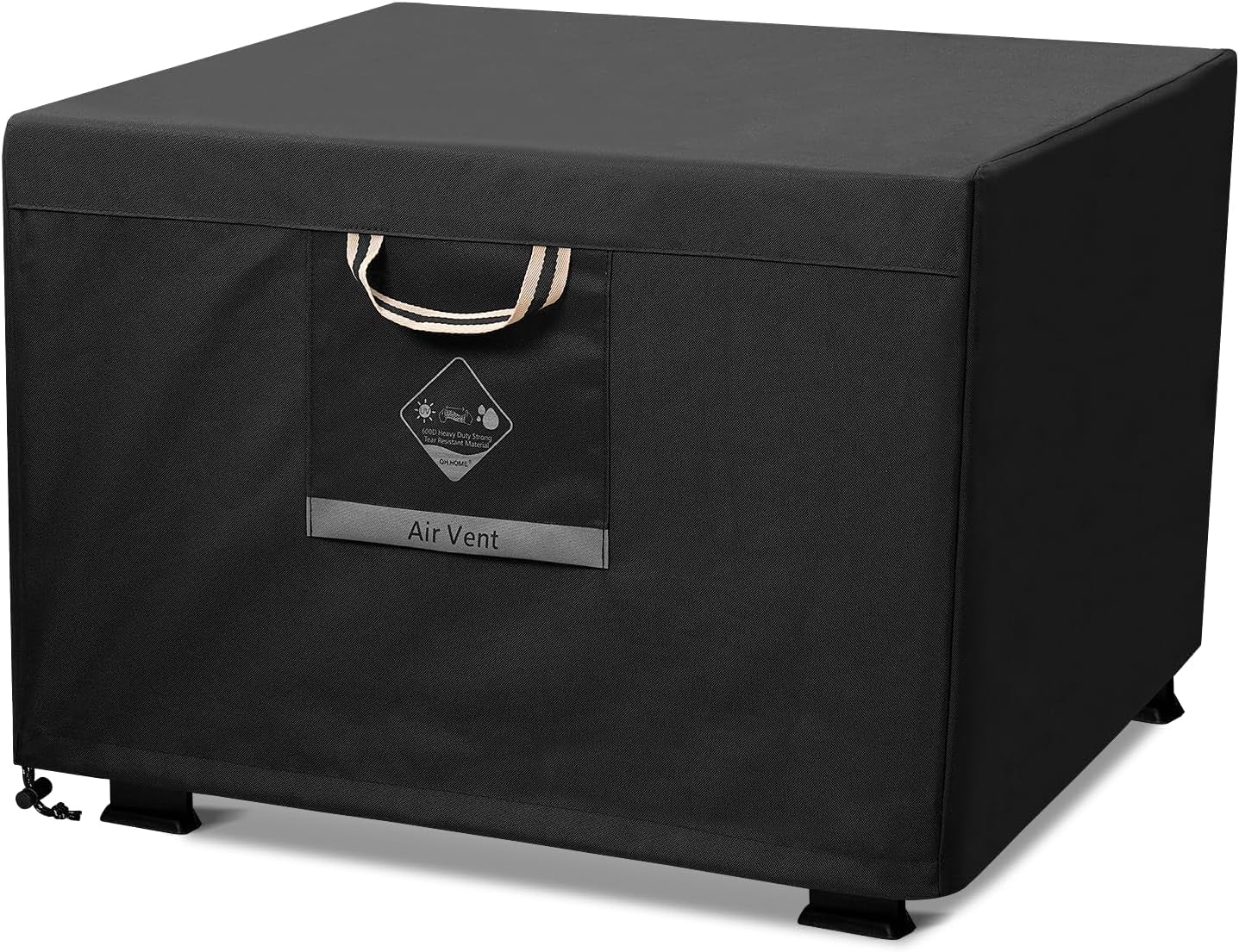 QH.HOME Fire Pit Cover Square Heavy Duty Fabric 100% Waterproof, Fits Outdoor for 29&rdquo;,30 Inch,31 Inch,32 Inch Fire Pit/Table Cover,Gas Fire Pit Cover (32&rdquo;L X 32&rdquo;W X 24&rdquo;H,Black) image number 2