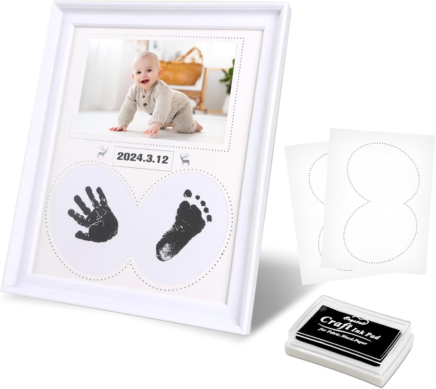 Baby Hand and Footprint Kit，Shower Gift Casting Printing, Essentials for Newborn Boys and Newborn Girls, Baby Keepsake Photo Frame, Pet Paw Print Set image number 4