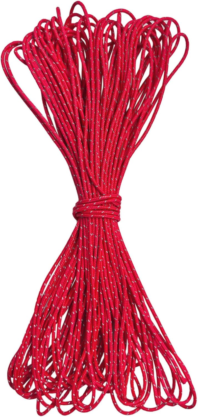 Dyneema Reflective Rope -2Mm 400Kg Fracture Strain - Suitable for Tents, Kite Surfing, and Other 65 Feet (Red, 2Mm) image number 1
