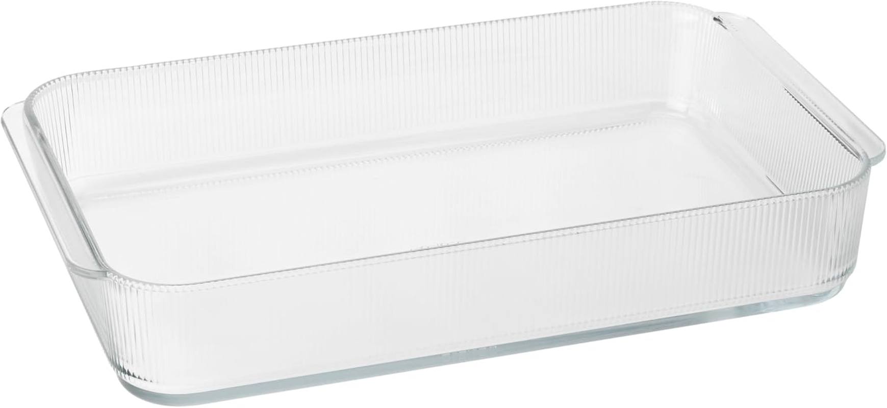 Stelton Pilastro Ribbed Oven-Safe Glass Bowl, Casserole Dish for Lasagne, Gratin, Pastries, Transparent, Dishwasher Safe, L 40.8 Cm