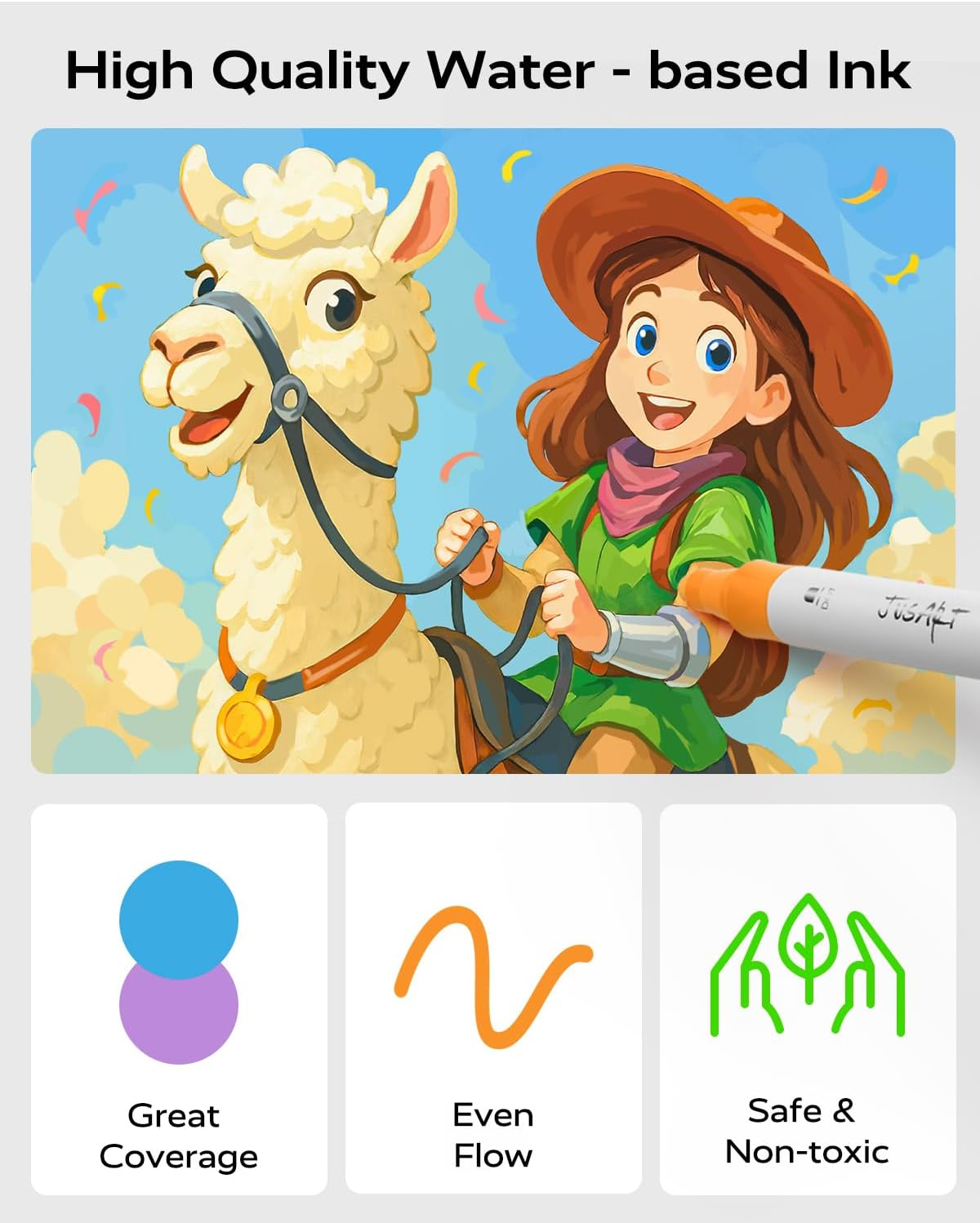 Jusart 48 Colors Dual Tip Acrylic Paint Markers, Acrylic Paint Pens with Dot and Fine Tip for Rock, Fabric, Wood, Glass, Ceramic, Canvas - Vibrant Art Supplies Beginners & Artists image number 5