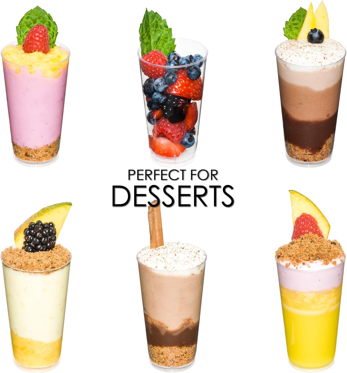 Dlux Mini Dessert Cups (90 Ml X 100 Pcs) Clear Plastic Parfait Appetizer Cups, Shooter 3 Oz Small Reusable Bowl for Party Desserts Appetizers - with Recipe Ebook image number 1