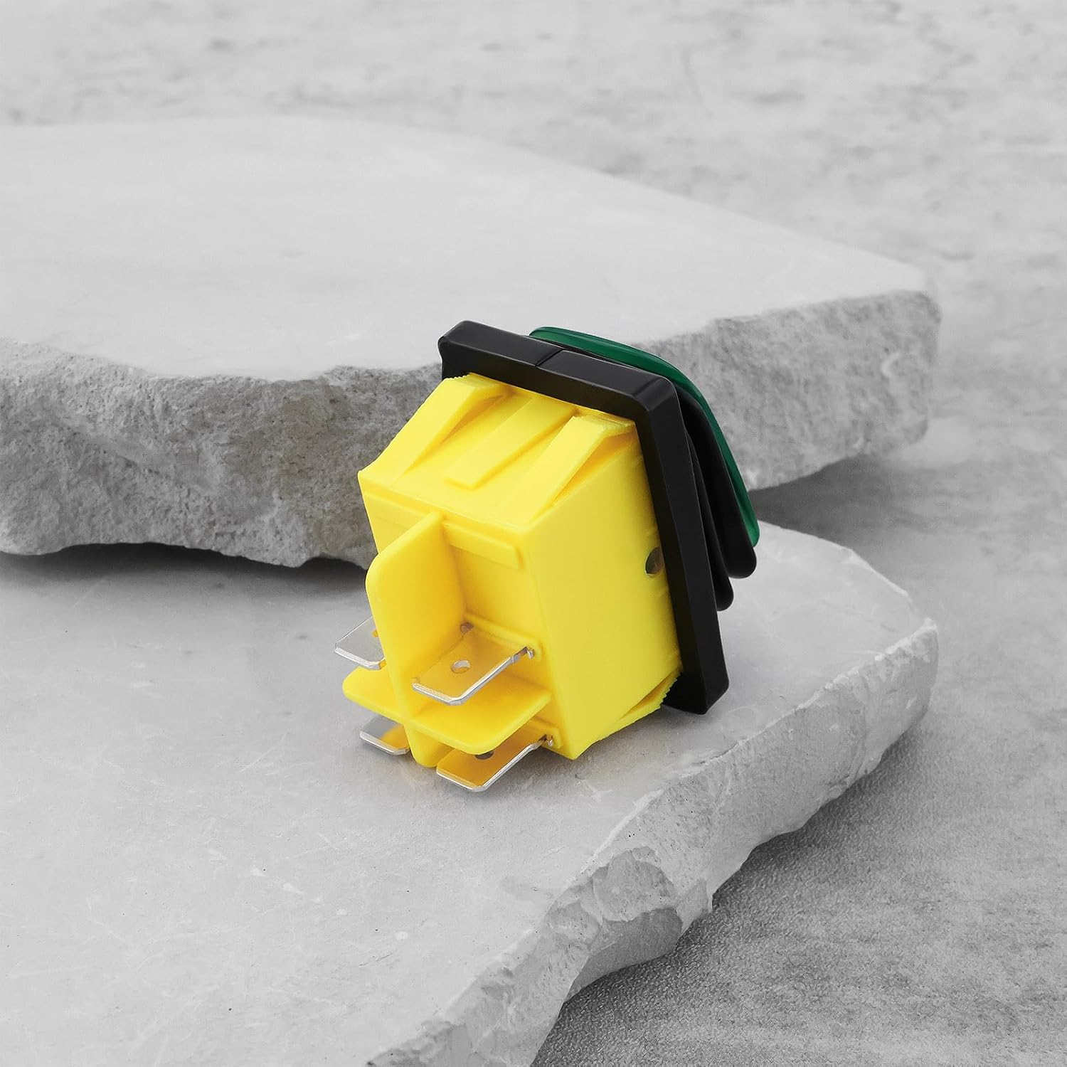 Emagtech 2Pcs 4Pin 250V 30A Green Illuminated Waterproof Power Rocker Switch 30X22Mm for Car and Marine image number 2