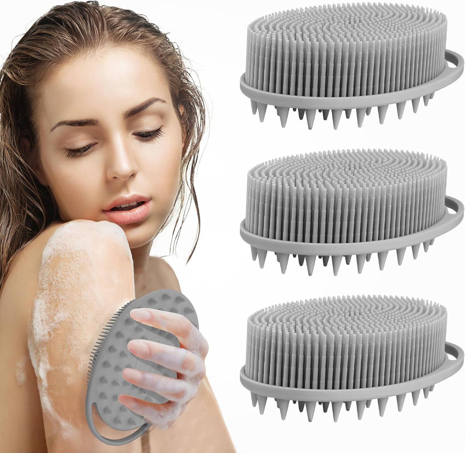 Silicone Body Scrubber 2 Pack Silicone Scrubber Bath Brush Showersiliconescrubber for Body Siliconescrubber Body Siliconebodybrush Silicone Loofah