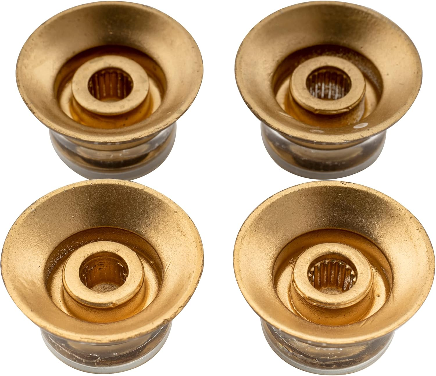 Musiclily Pro Metric Coarse 18-Spline Top Hat Bell Knobs Tone Volume Control Knobs for Epiphone LP SG Style Electric Guitar, Gold with Silver Reflector (Set of 2T2V) image number 3