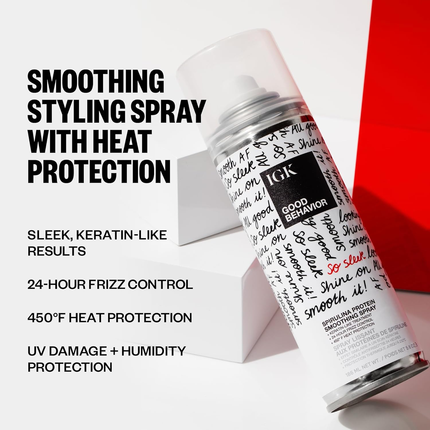 IGK GOOD BEHAVIOR Spirulina Protein Smoothing Spray | Keratin like Treatment + Frizz Control + Heat Protectant | Vegan + Cruelty Free | 5.6 Oz image number 2