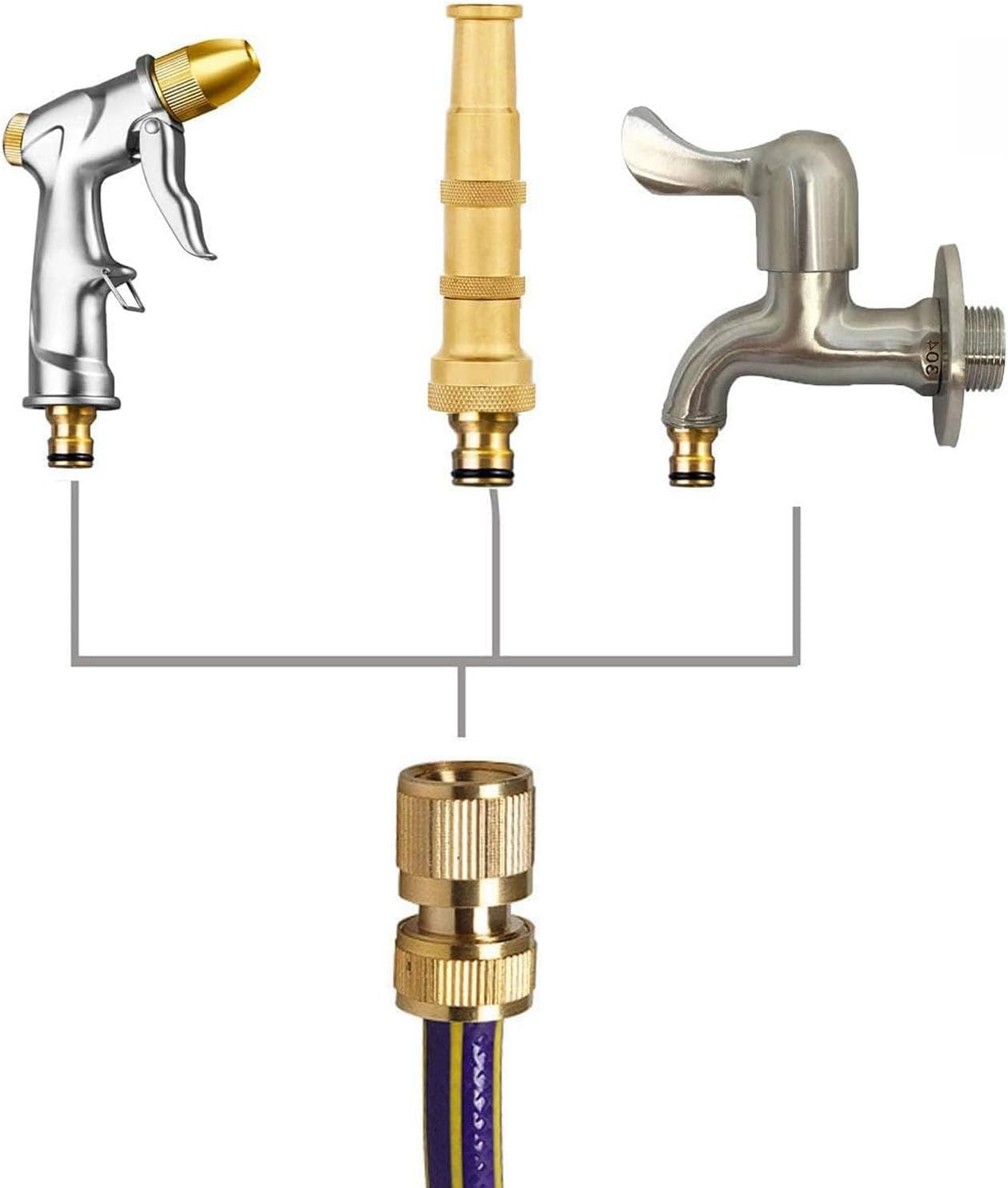 1Pcs Brass Garden Quick Hose Adapter (1/2" Outer Male Head) Brass Garden Hose Quick Connect Fittings Garden Hose Connector for Lawn& Garden Washing Cars Watering Plants image number 3