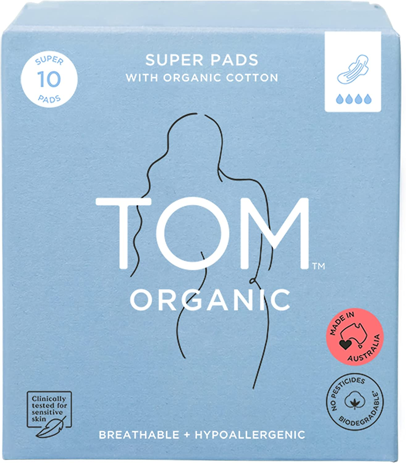 TOM Organic Super Ultra Thin Pads, 10 Count image number 4