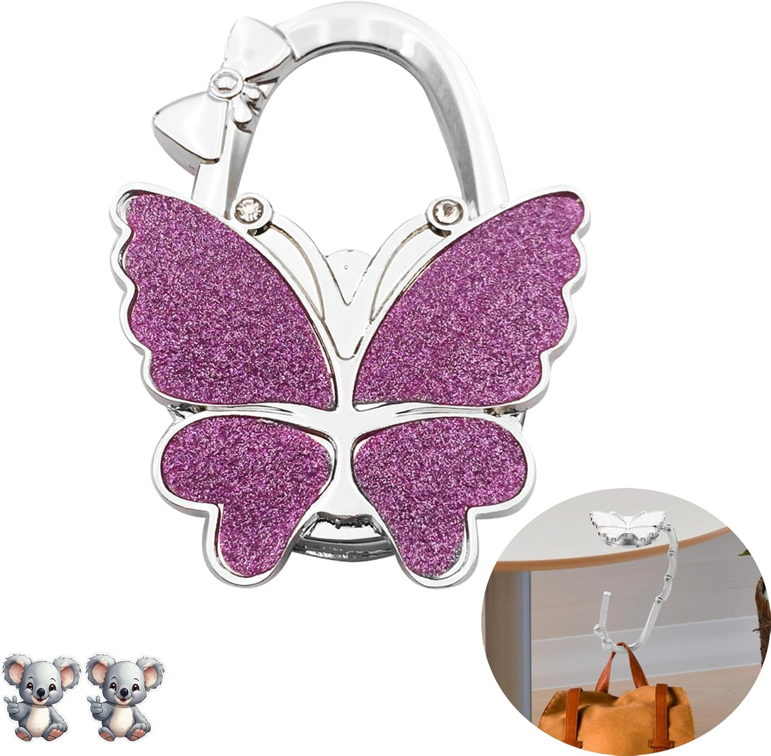 Under Table Top Cute Purse Bag Backpack Travel Hook Women'S Handbag Desk Instant Hanger Foldable Mobile Pocketbook Holder Magnet Portable Decorative Bling Clip Light Restaurant Bar Office Gadget Gift