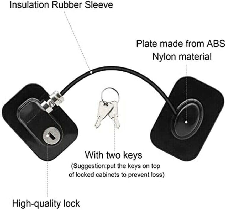 AIMALL Refrigerator Lock Fridge Cabinet Child Safety Window Door Drawer Latches W/Keys, Durable ABS and Stainless Steel Design image number 4