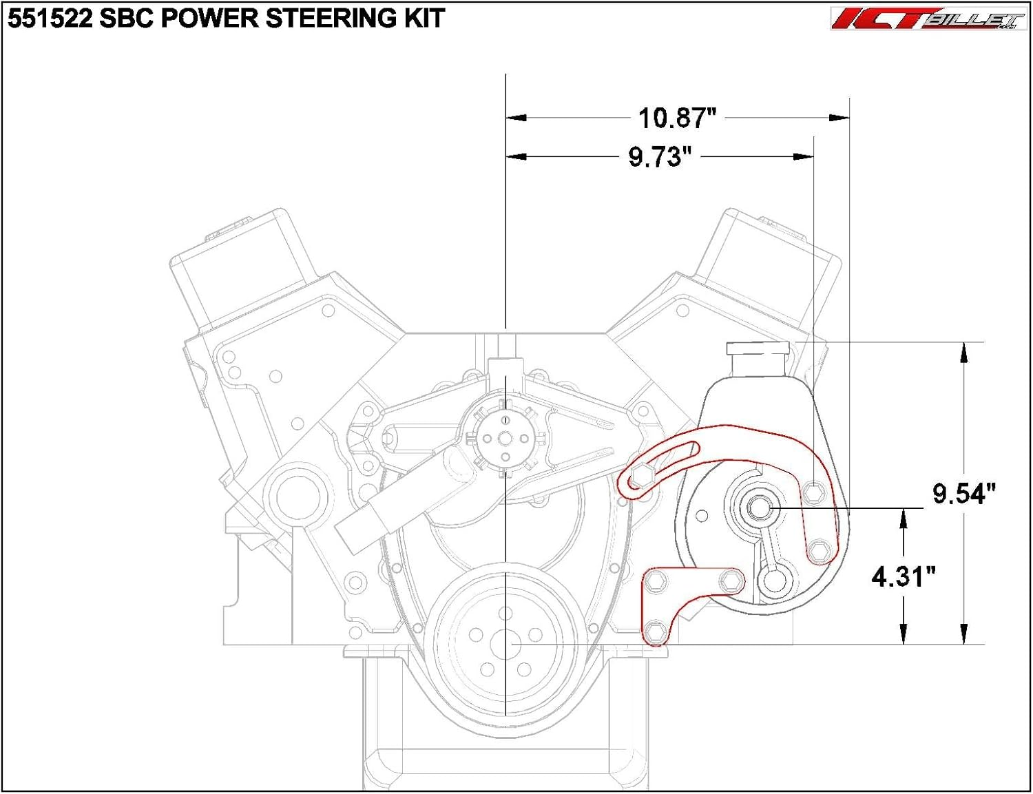 SBC Billet Adjustable Alternator Power Steering Bracket Kit LWP Chevy Small Block 551476 image number 2