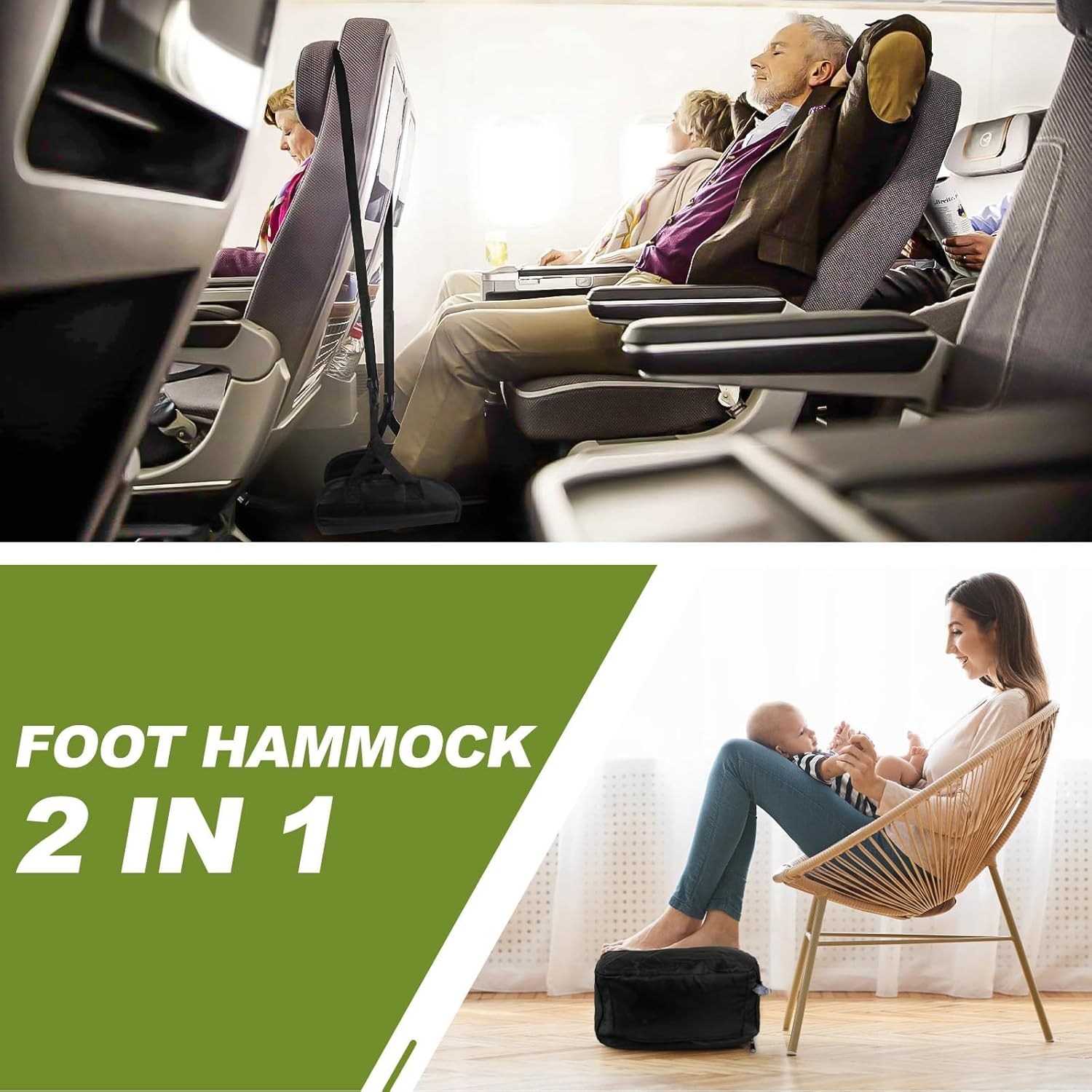 IODOO 2-In-1 Airplane Footrest Pillow - Inflatable Travel Foot Hammock & Cushioned Foot Pad for Ultimate Comfort on Flights, Travel Accessories, Portable Foot Rest for Flights image number 5