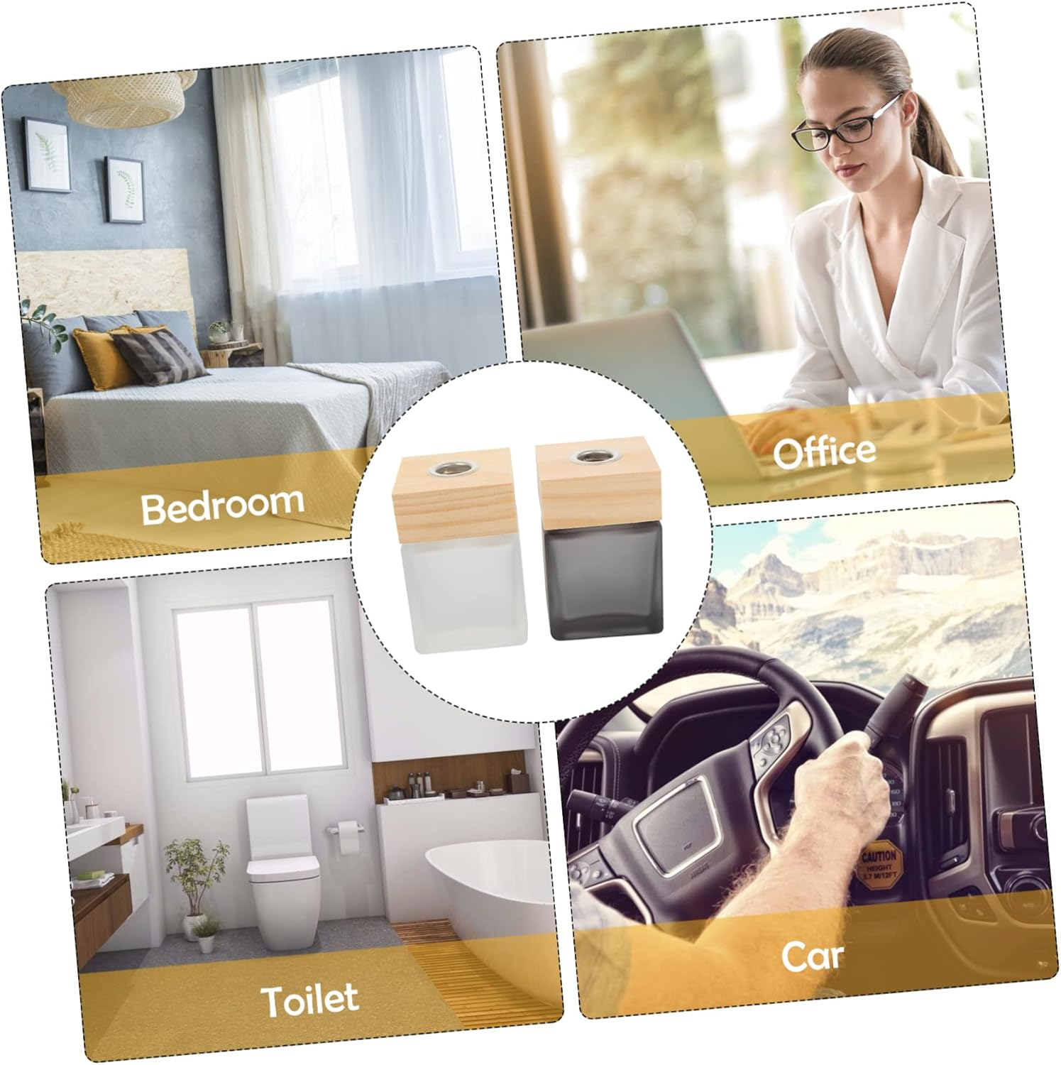 Amosfun Empty Aromatherapy Bottle Perfume Bottle 100Ml Square Glass Refillable Fragrance Diffuser Essential Oil Container for Home Decoration and Relaxation 2Pcs Set image number 1