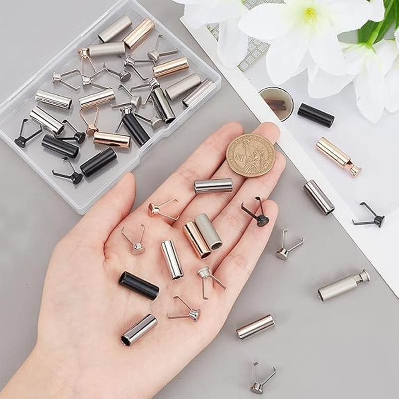 24 PCS Cylindrical Shoelace Heads, Metal Tips,Alloy,Clothing Rope Shoe Laces Tips Protector,Replacement Head image number 3