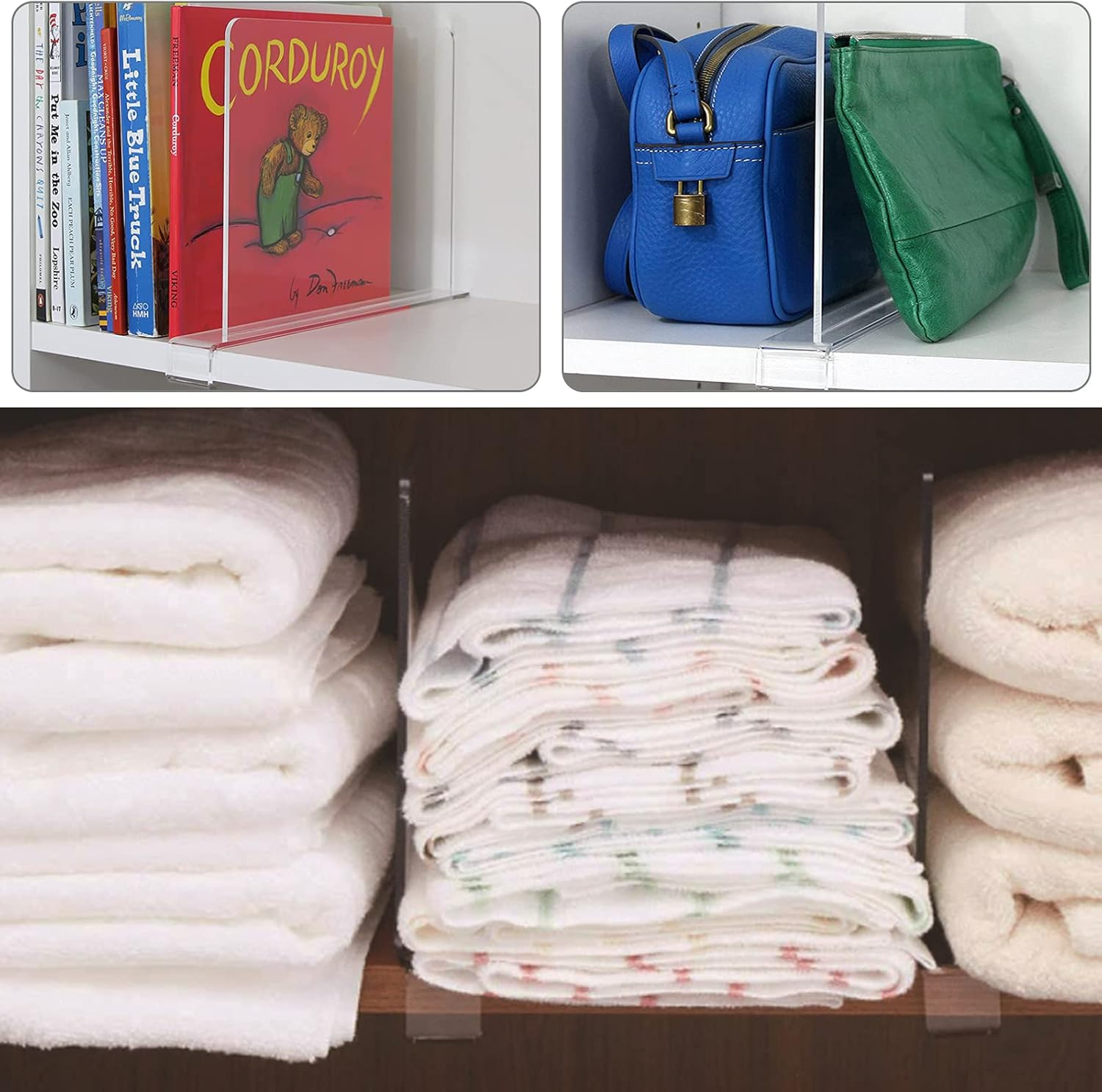 Clear Acrylic Shelf Dividers, Multi-Functional Shelf Separator, Adjustable Clothing Organizer, Transparent Organizer for Storage, Wood Closet, Bedroom, Kitchen and Office Shelves image number 5