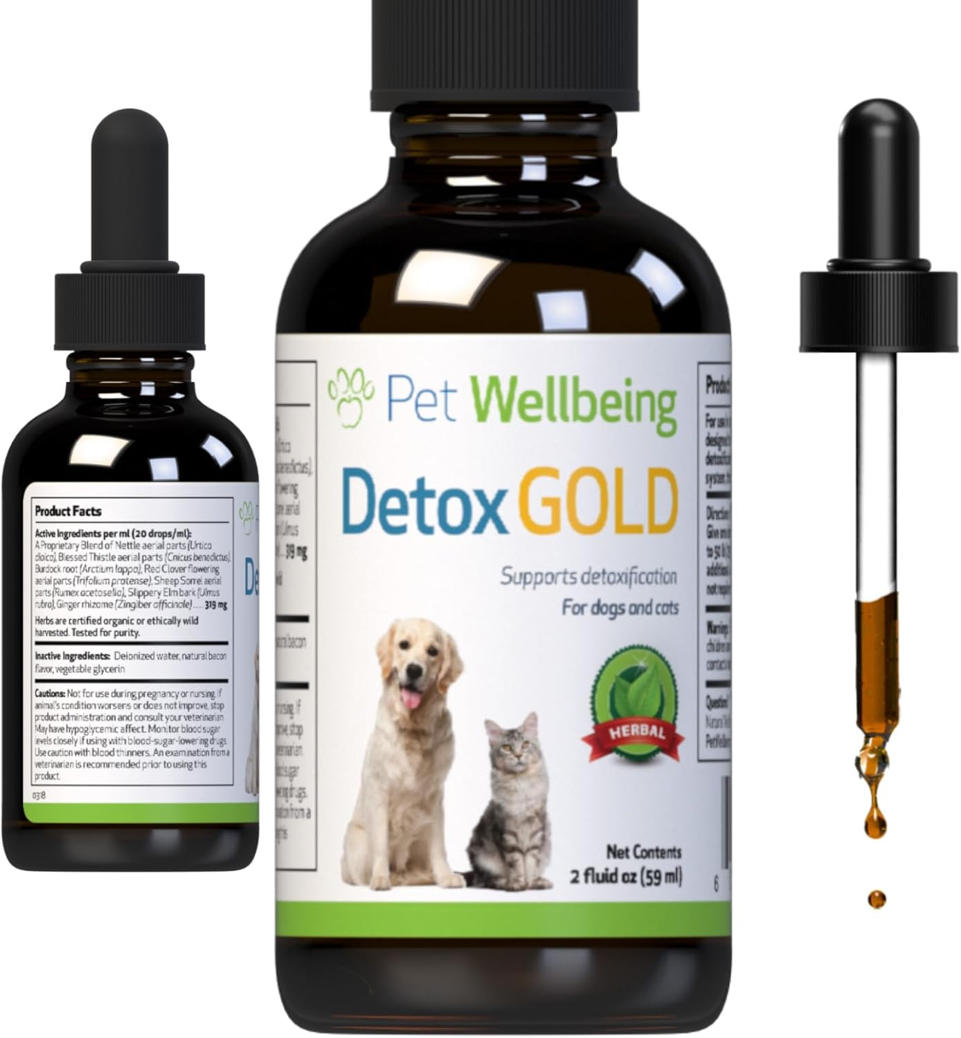 Pet Wellbeing Detox Gold for Dogs - Vet-Formulated - Gentle Detoxification & Elimination Support - Natural Herbal Supplement 2 Oz (59 Ml) image number 2