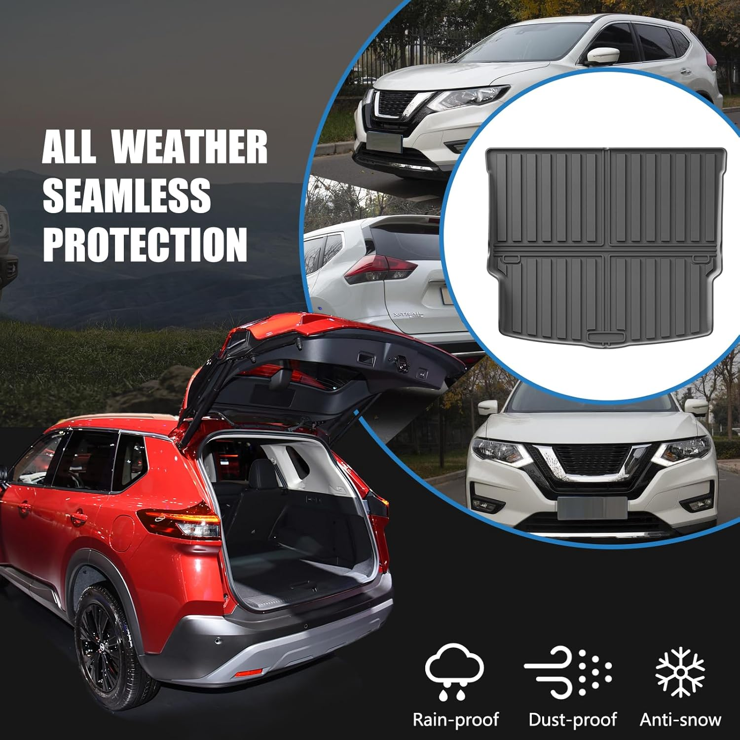 CMPCTR Cargo Mat Boot Liner for Nissan X-Trail T33 2022-2024 TPE Cargo Liner Heavy Duty Cargo Trunk Mat Luggage Tray Interior Accessories image number 3