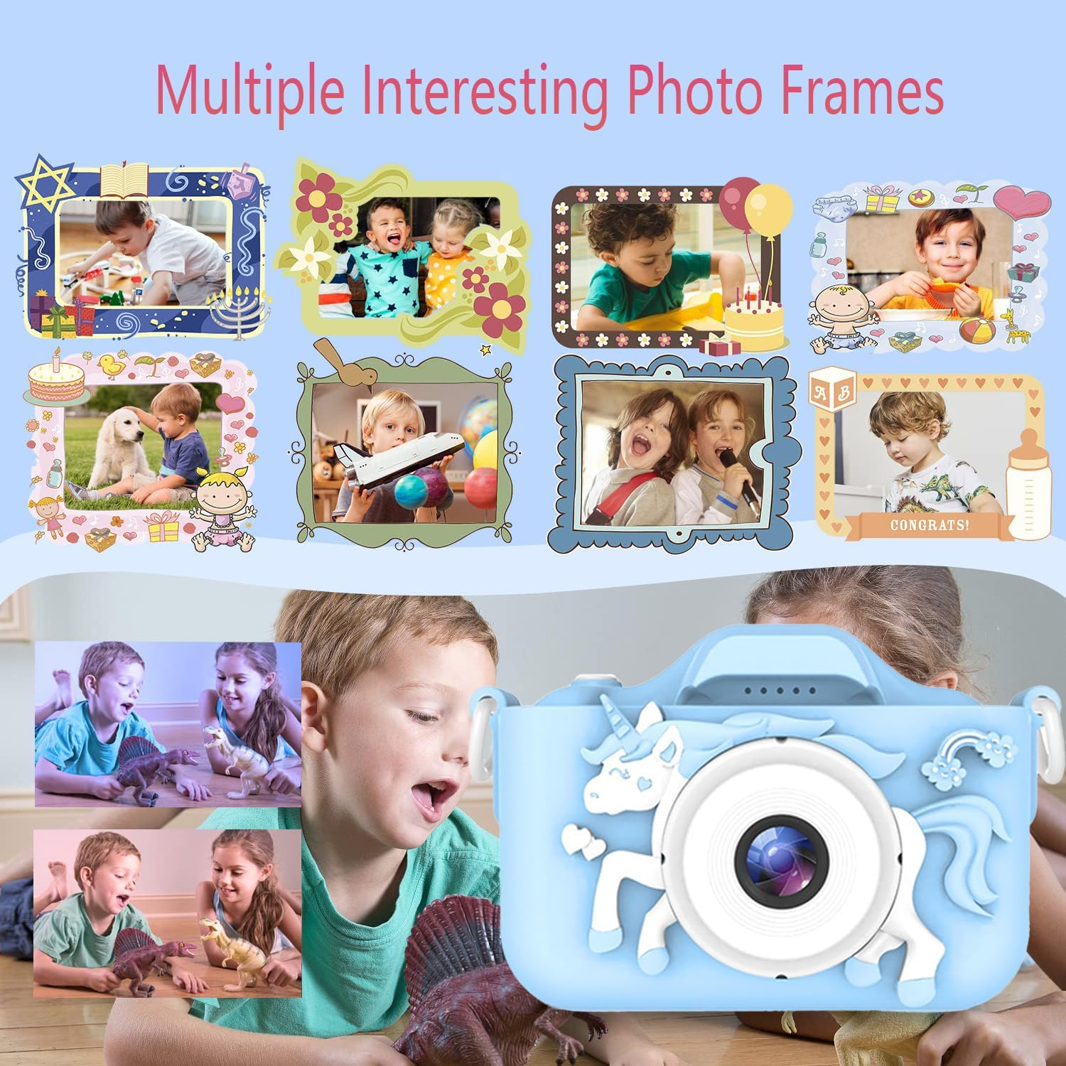 Kids Camera Gifts for 3-8 Year Old Boys Girls, IGGDOQI Children Digital Camera with Silicone Cover, HD Video 2 Inch Screen for Outdoor Play with 32GB TF Card & Card Readers for Boys Girls Gift (Pink) - Green image number 5