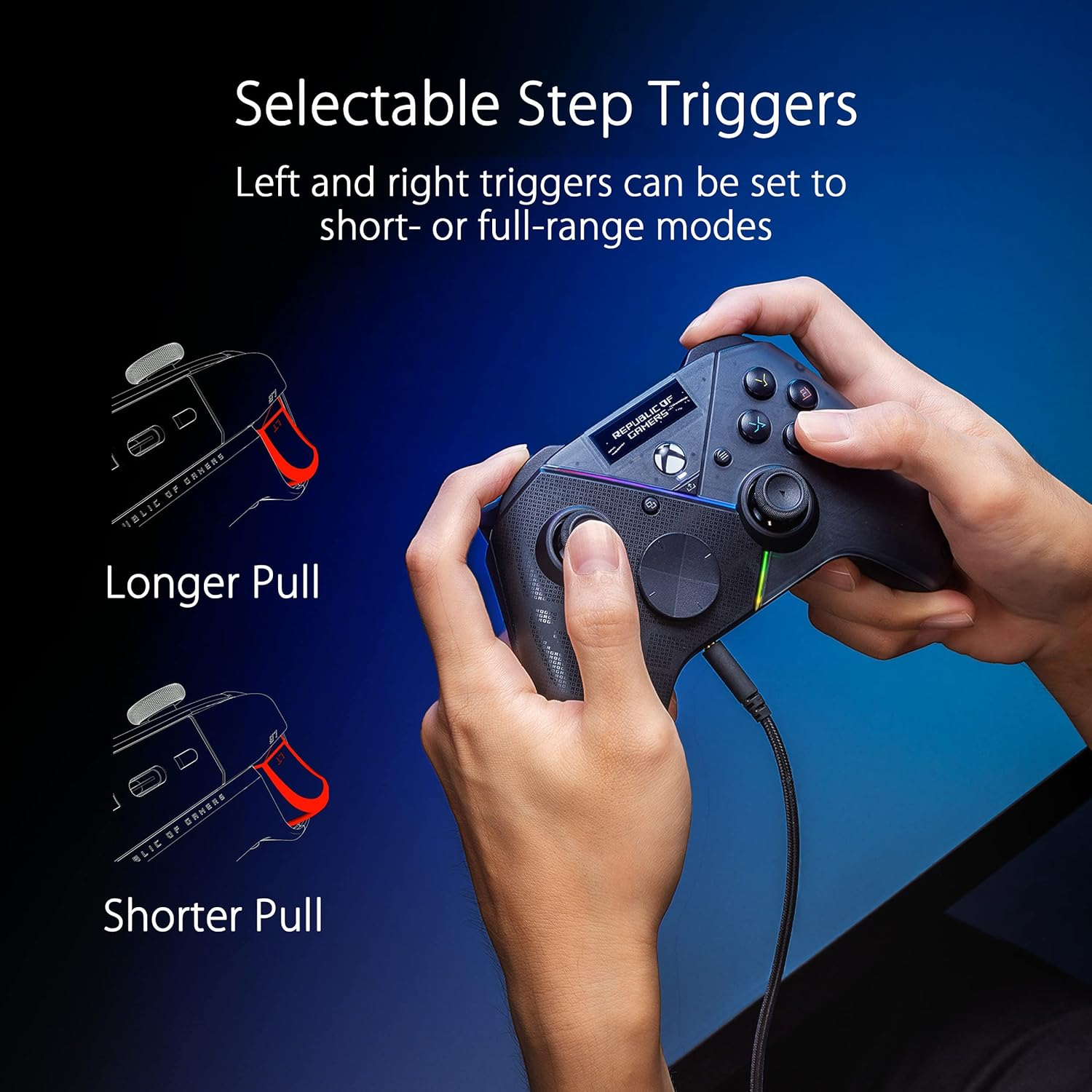 ASUS ROG Raikiri Pro Wireless PC Controller Features a Built-In OLED Display, Programmable Buttons, an ESS DAC for Premium Sound. the ROG Raikiri Pro Is Ideal for PC Gaming and Next-Gen Xbox Consoles. image number 2