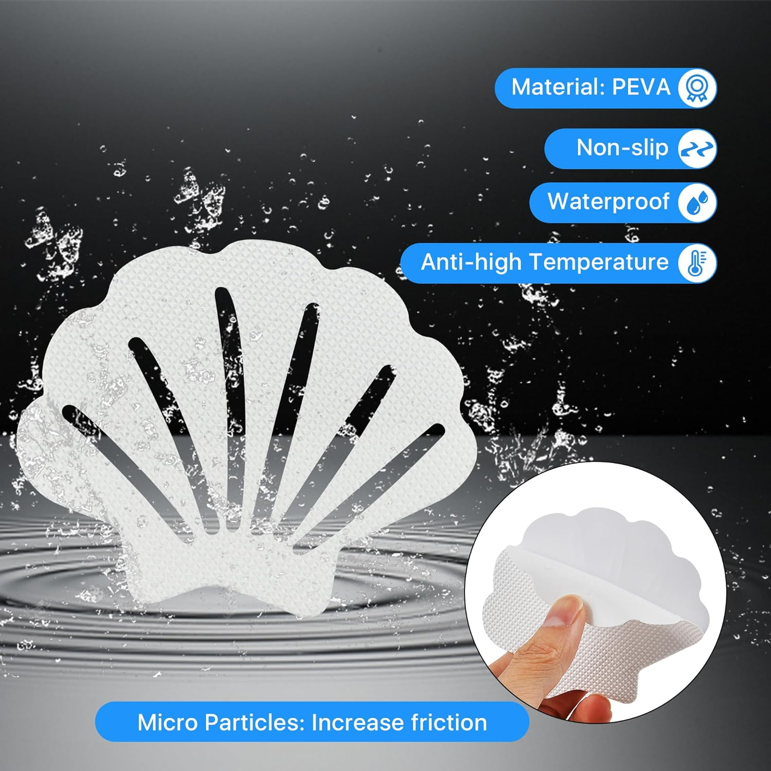 30 PCS Non-Slip Bathtub Stickers, Safety Bathroom Tubs Showers Treads with Scraper Clear Decal, Anti-Slip Shower Appliques for Bathtub, Shower, and Stairs (White) image number 2