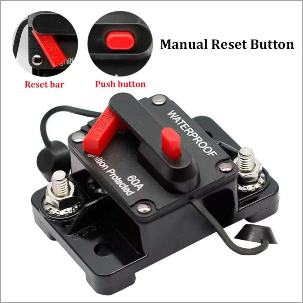 40A Automotive Circuit Breaker Resettable Fuse Holder 12V&ndash;48V DC Waterproof Inline Car Audio Circuit Breaker for Amp, Marine, RV, Boat, Solar Inverter Power Protection SQ
