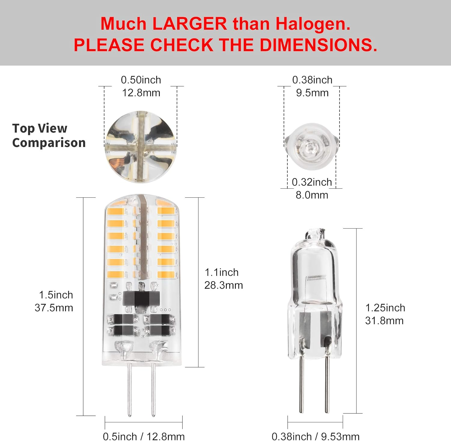 Dicuno G4 LED Bulb 3W 12V, 230 Lumen, 20-25W Equivalent, Warm White 3000K, T3 Base Halogen Replacement Bulb, Non-Dimmable, 6-Pack image number 4