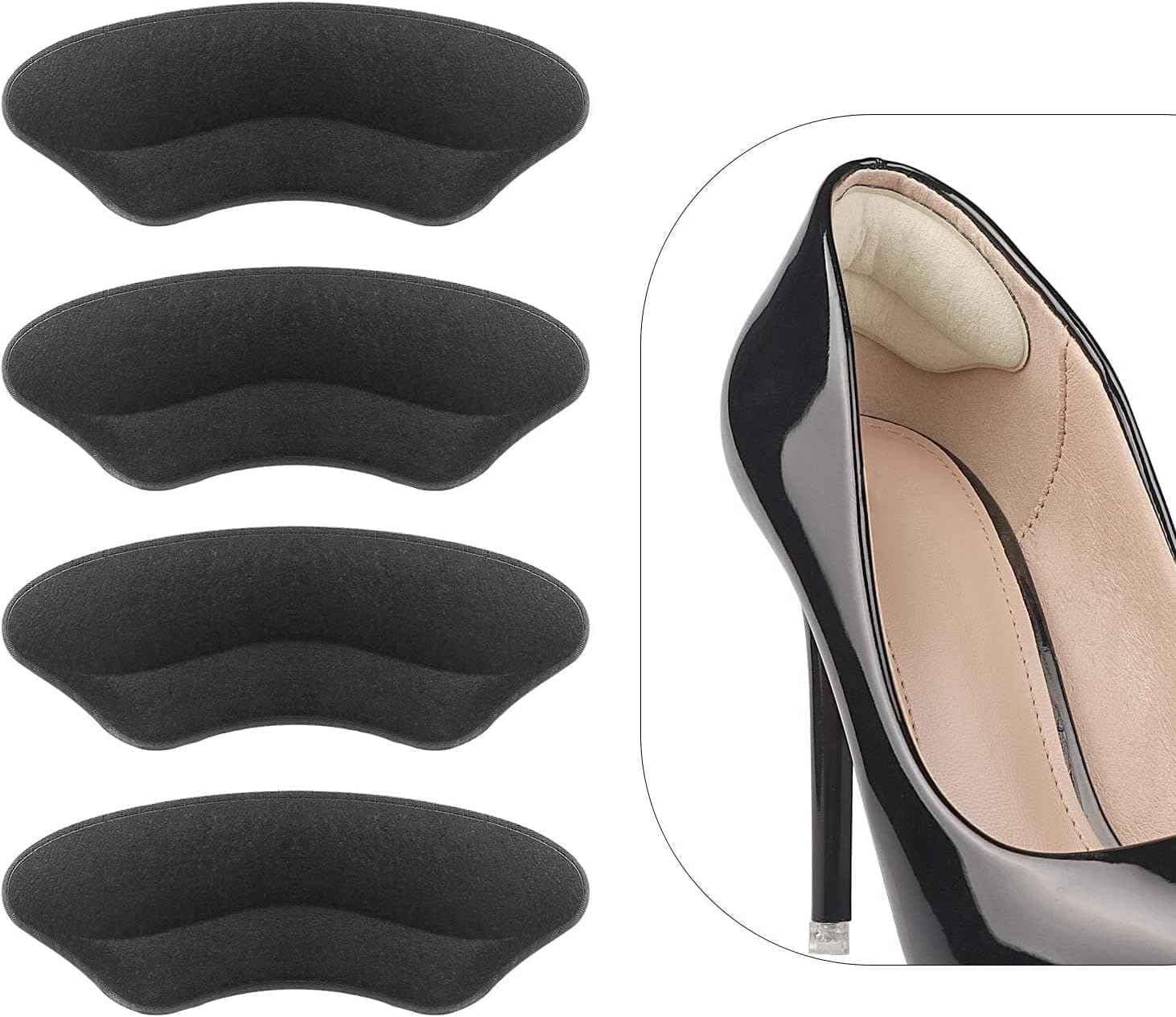 Snugs Heel Grips for Loose Shoes - 4 Pairs Cushion Pads Prevent Slipping & Blisters, Improve Fit & Comfort for Men/Women