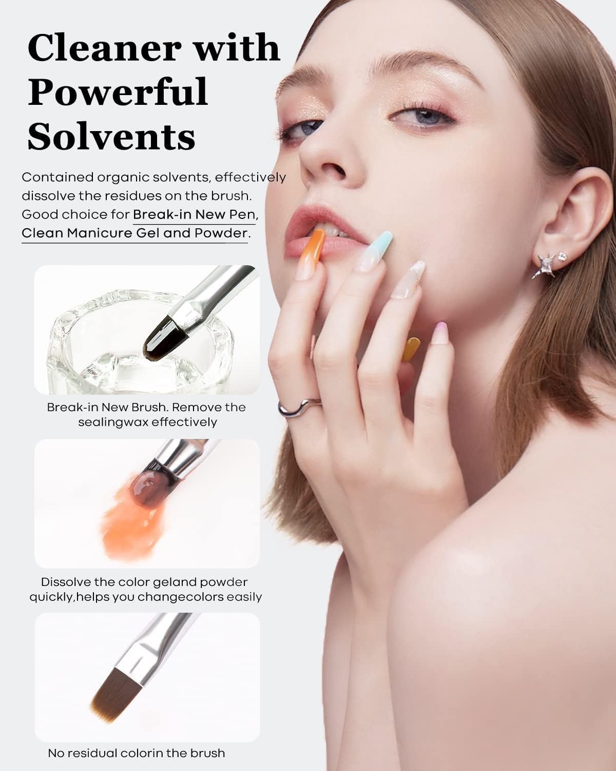 Modelones Nail Art Brush Cleaner & Restorer for Solid Gel Polish/Nail Extension Gel/Builder Gel/Nail Art Liner/Dip Powder/Acrylic Powder Manicure Brush DIY Salon at Home - 80Ml/2.71 Fl.Oz image number 1