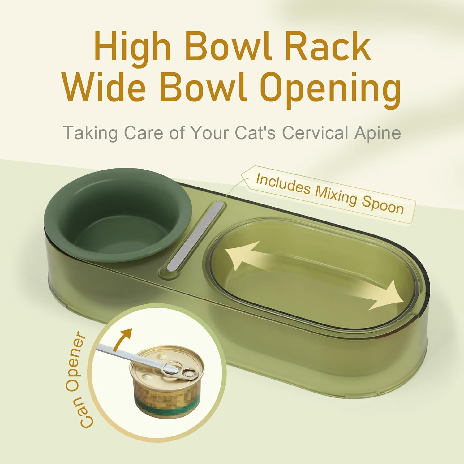 SONGWAY Ceramic Cat Food Bowl - Double Cat Bowls for Wet Food and Water, Cat Feeding Bowls, Multi-Purpose Pet Bowls for Indoor Cats Kittens Puppies, Green image number 4