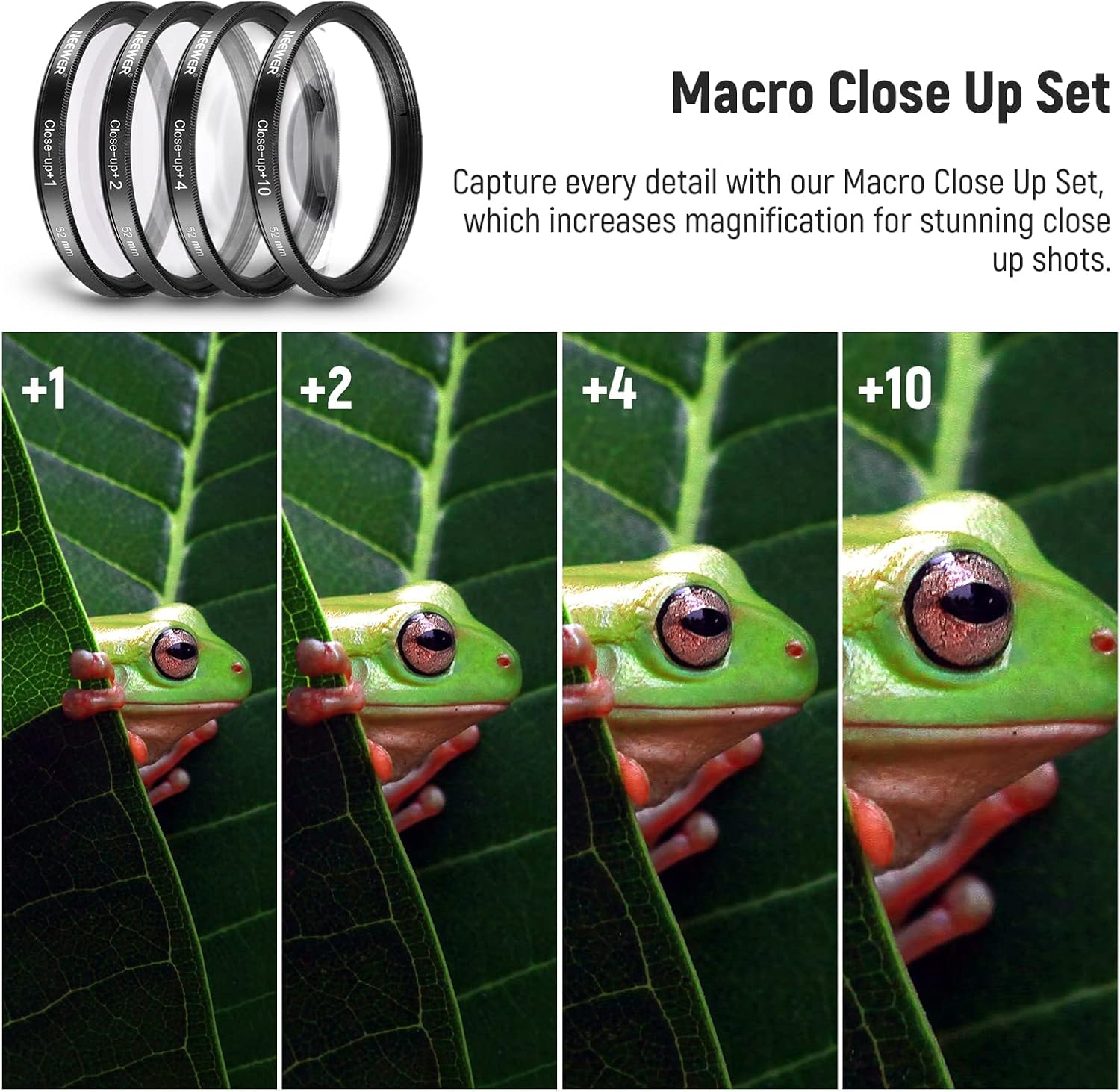 NEEWER 52Mm Nd/Cpl/Uv/Fld/Close up Filter and Lens Accessories Kit with ND2 ND4 ND8, Close up Filters(+1/+2/+4/+10), Tulip Lens Hood, Collapsible Rubber Lens Hood, Lens Cap, Filter Pouch image number 1