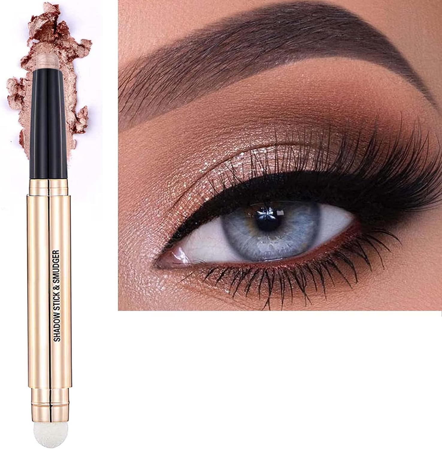 Brown Eyeshadow Stick Eyeliner Pencil for Eye Makeup Cream Shimmer Smooth Glitter Dark Light Matte Single Crayon Primer Palette Hypoallergenic Natural Waterproof Long Lasting Eyeshadow 07