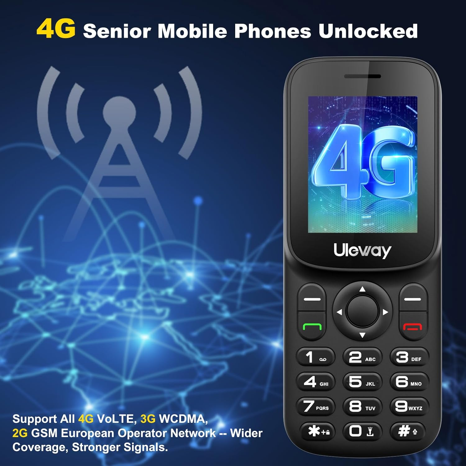 Tosaju 4G LTE Phone Mini Button Mobile Phone without Contract 1.7 Inch Colour Display Bluetooth 1000 Mah Long Standby Time Dual SIM Portable Mobile Phone Senior Mobile Phone with LED Torch image number 6