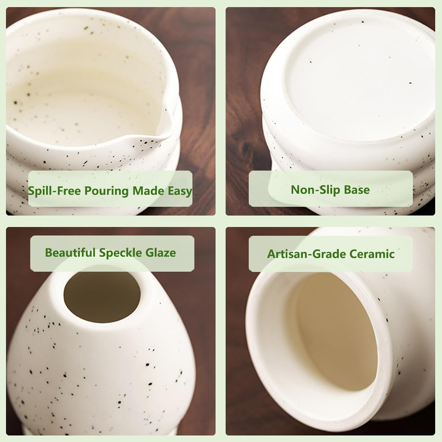 Haghito 8 PCS Matcha Whisk Set - Japanese Tea Ceremony Kit with Handcrafted Bamboo Whisk, Ceramic Bowl with Spout, Whisk Holder, Scoop, Sifter, Tea Cloth & Spoon Stand, Matcha Kit for Tea Lovers image number 6