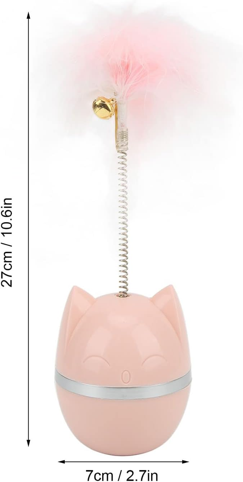 Cat Feather Toy, Cat Teaser Interactive Cat Toy with Bell, Cat Springs Ribbon Toys Ring Bell Feather Pet Toy to Stimulate Instinct for Indoor Cats Kitten (Pink) image number 1